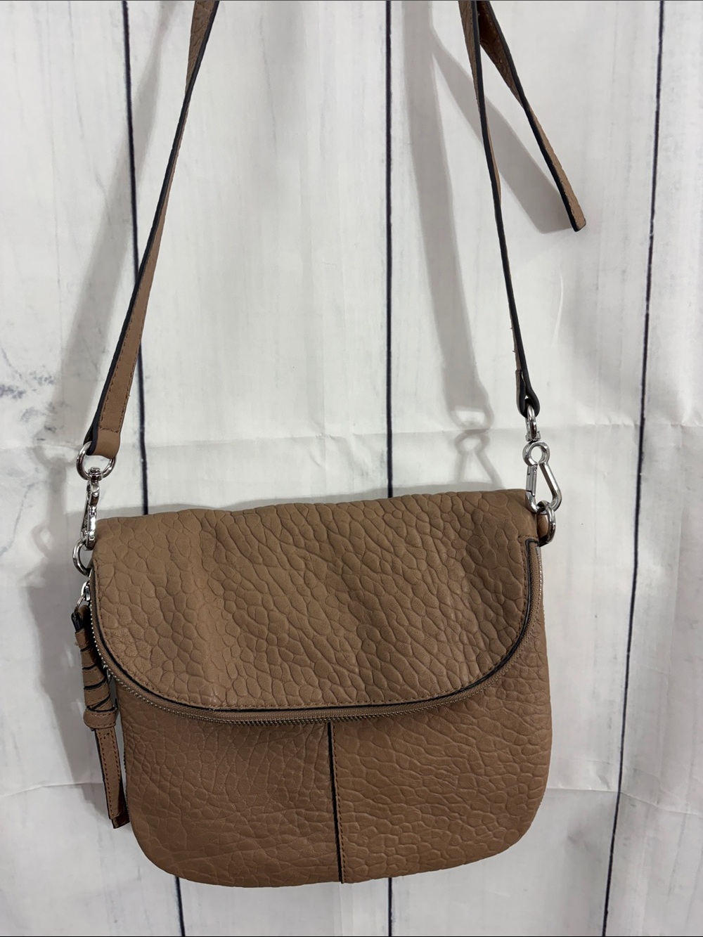 Vince Camuto Pebbled Leather Crossbody in Tan